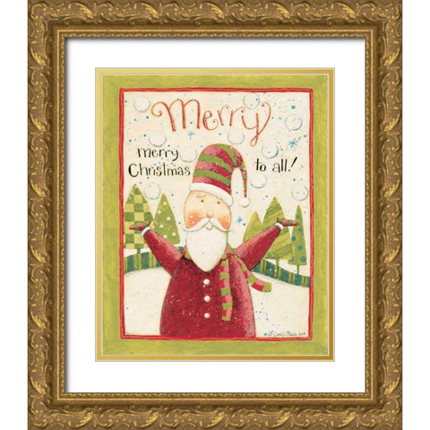 Merry Christmas Gold Ornate Wood Framed Art Print with Double Matting by DiPaolo, Dan