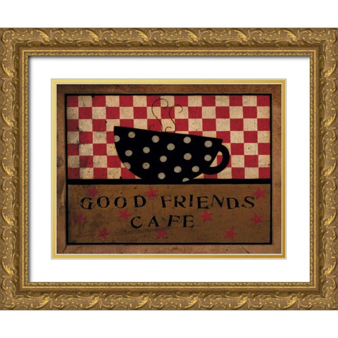 Friends And Coffee Gold Ornate Wood Framed Art Print with Double Matting by DiPaolo, Dan