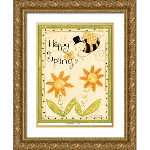 Happy Spring Gold Ornate Wood Framed Art Print with Double Matting by DiPaolo, Dan