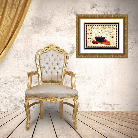 Bless This Kitchen Gold Ornate Wood Framed Art Print with Double Matting by DiPaolo, Dan