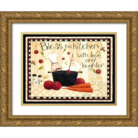 Bless This Kitchen Gold Ornate Wood Framed Art Print with Double Matting by DiPaolo, Dan