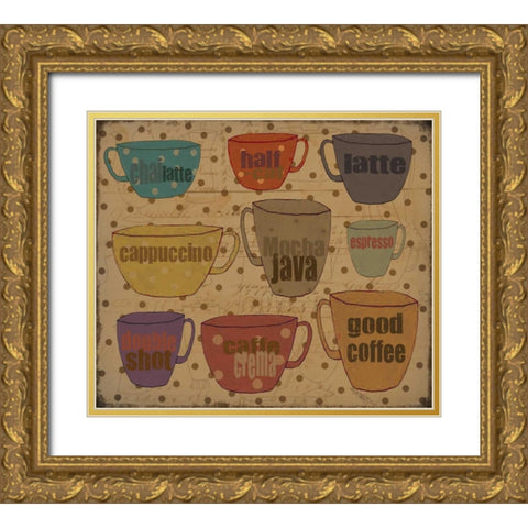 Coffee Dots Gold Ornate Wood Framed Art Print with Double Matting by DiPaolo, Dan
