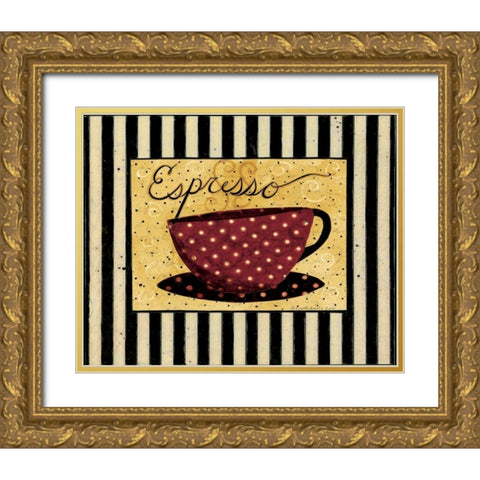 Espresso Stripes Gold Ornate Wood Framed Art Print with Double Matting by DiPaolo, Dan