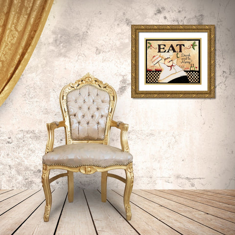 Eat Drink Be Merry Gold Ornate Wood Framed Art Print with Double Matting by DiPaolo, Dan