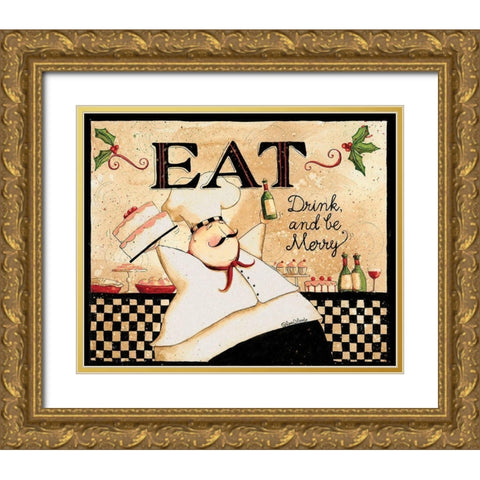 Eat Drink Be Merry Gold Ornate Wood Framed Art Print with Double Matting by DiPaolo, Dan