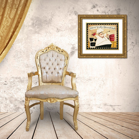 Never Trust Skinny Chef Gold Ornate Wood Framed Art Print with Double Matting by DiPaolo, Dan