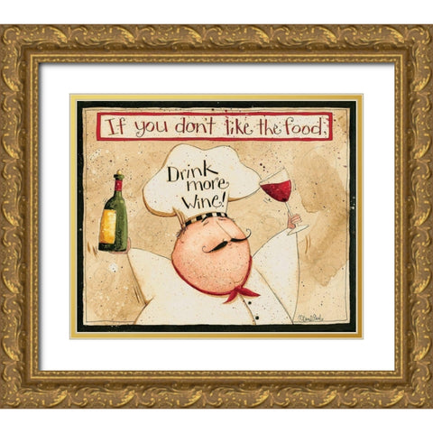 Drink More Wine Gold Ornate Wood Framed Art Print with Double Matting by DiPaolo, Dan