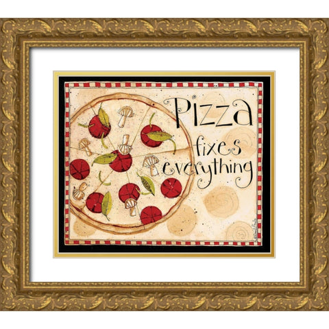 Pizza Fixes Everything Gold Ornate Wood Framed Art Print with Double Matting by DiPaolo, Dan