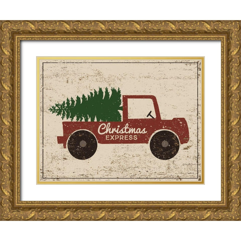 Christmas Express 2 Gold Ornate Wood Framed Art Print with Double Matting by DiPaolo, Dan