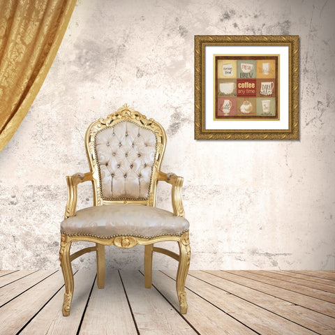 Coffee Anytime Gold Ornate Wood Framed Art Print with Double Matting by DiPaolo, Dan