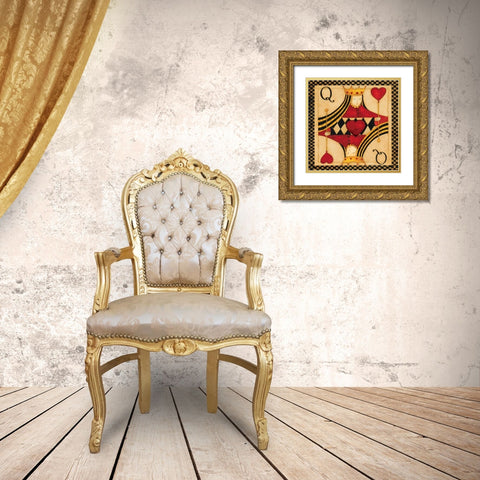 Q Hearts Gold Ornate Wood Framed Art Print with Double Matting by DiPaolo, Dan