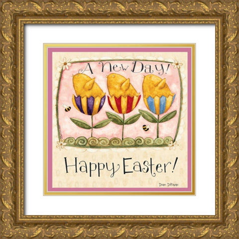 Easter Chicks Gold Ornate Wood Framed Art Print with Double Matting by DiPaolo, Dan