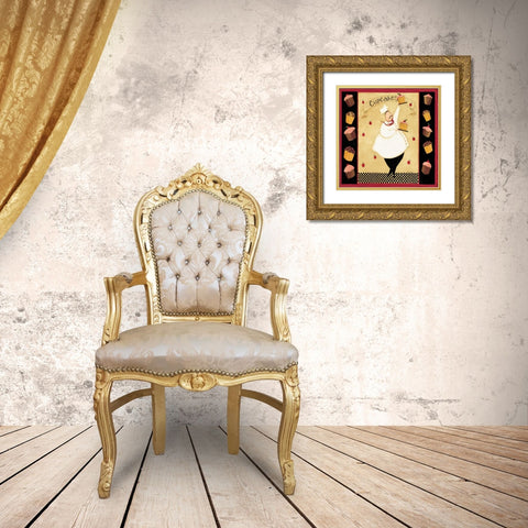 Cupcake addiction Gold Ornate Wood Framed Art Print with Double Matting by DiPaolo, Dan