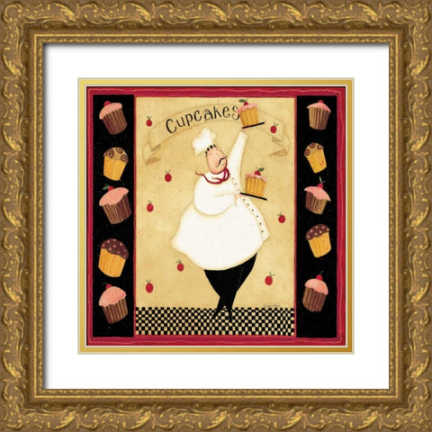 Cupcake addiction Gold Ornate Wood Framed Art Print with Double Matting by DiPaolo, Dan