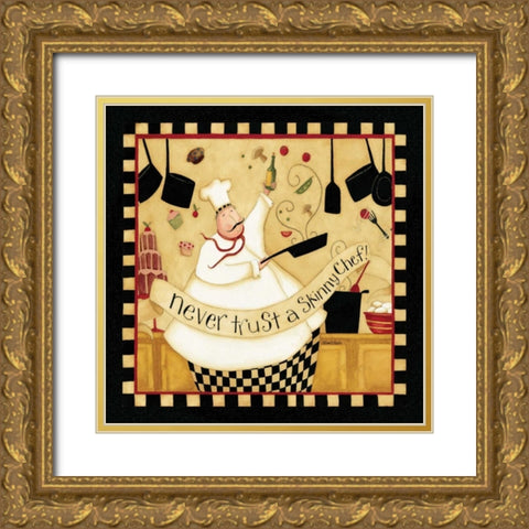 Skinny Chef Gold Ornate Wood Framed Art Print with Double Matting by DiPaolo, Dan