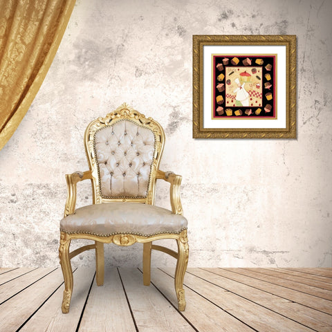 Cupcake Party Gold Ornate Wood Framed Art Print with Double Matting by DiPaolo, Dan