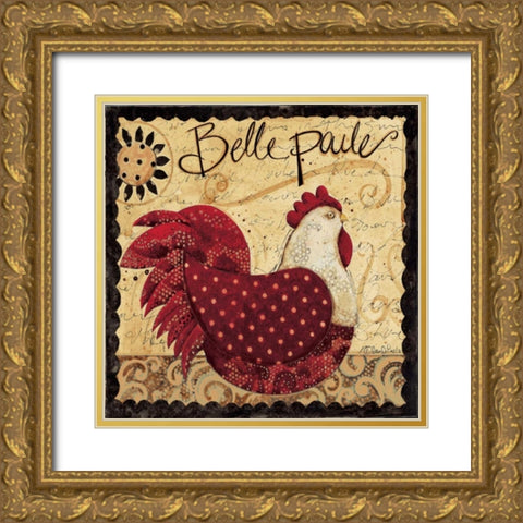 Red Rooster Gold Ornate Wood Framed Art Print with Double Matting by DiPaolo, Dan