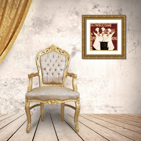 Welcome Chef Gold Ornate Wood Framed Art Print with Double Matting by DiPaolo, Dan