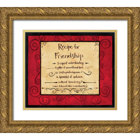 Friendship Recipe Gold Ornate Wood Framed Art Print with Double Matting by DiPaolo, Dan