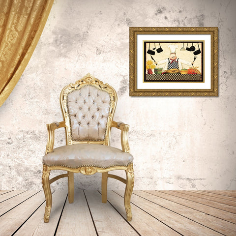 Lets Cook Lets Eat Gold Ornate Wood Framed Art Print with Double Matting by DiPaolo, Dan