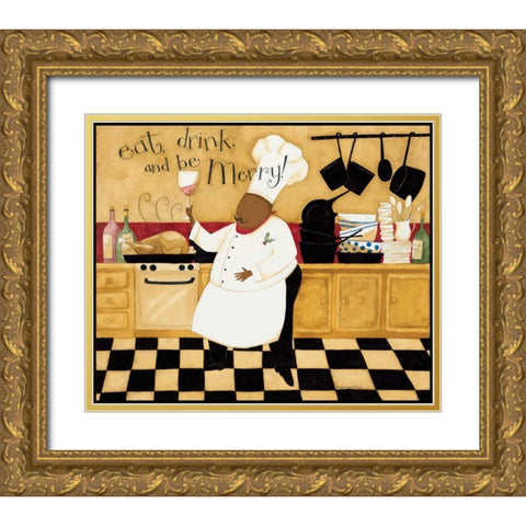 Be Merry Gold Ornate Wood Framed Art Print with Double Matting by DiPaolo, Dan