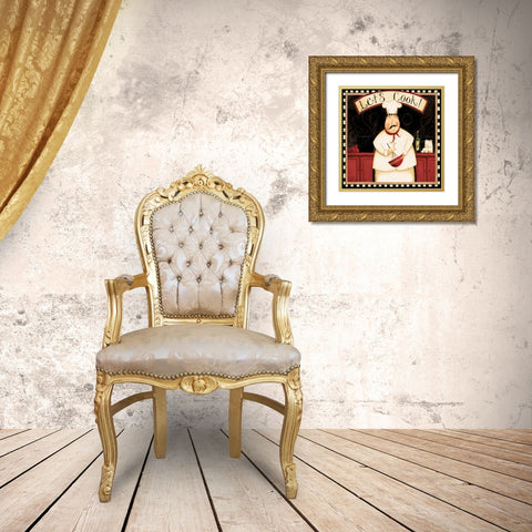 Lets Cook With Wine Gold Ornate Wood Framed Art Print with Double Matting by DiPaolo, Dan