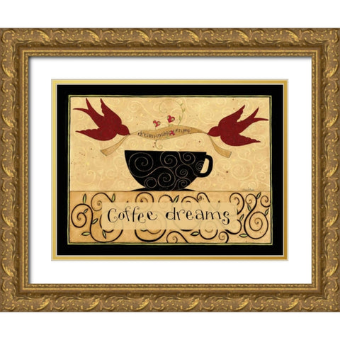 Coffee Makes Me Fly Gold Ornate Wood Framed Art Print with Double Matting by DiPaolo, Dan