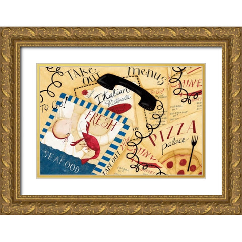 On The Phone Gold Ornate Wood Framed Art Print with Double Matting by DiPaolo, Dan