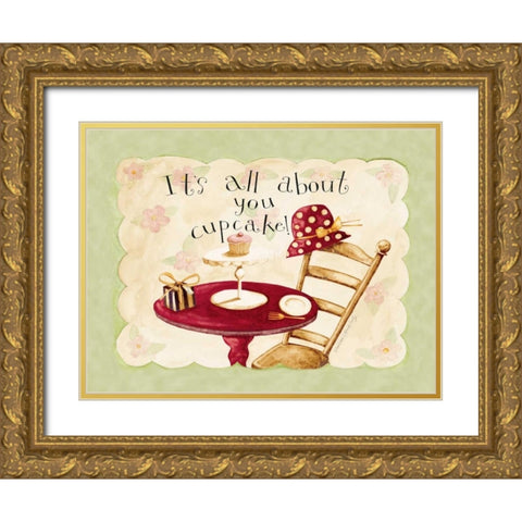 All About You Cupcake Gold Ornate Wood Framed Art Print with Double Matting by DiPaolo, Dan