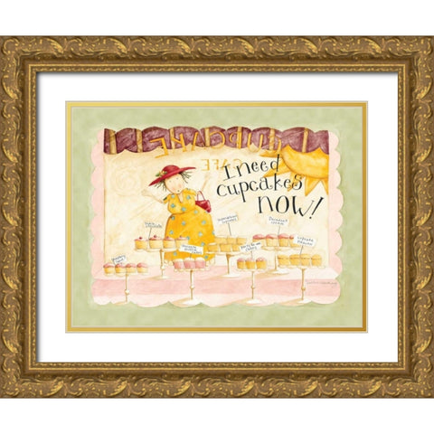 Need Cupcakes Now Gold Ornate Wood Framed Art Print with Double Matting by DiPaolo, Dan