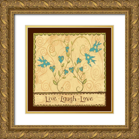 Live Laugh Love Gold Ornate Wood Framed Art Print with Double Matting by DiPaolo, Dan