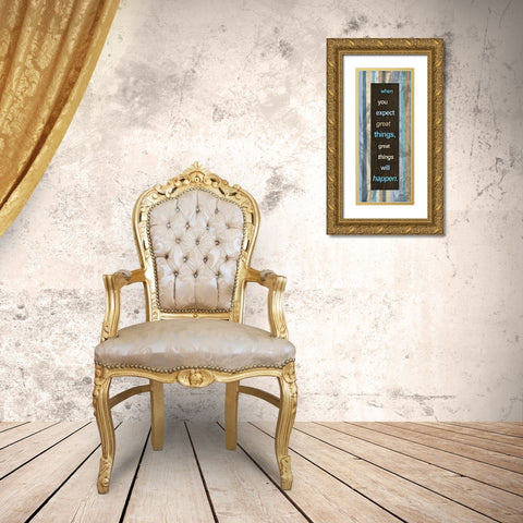 Striped Blues 2 Gold Ornate Wood Framed Art Print with Double Matting by Stimson, Diane