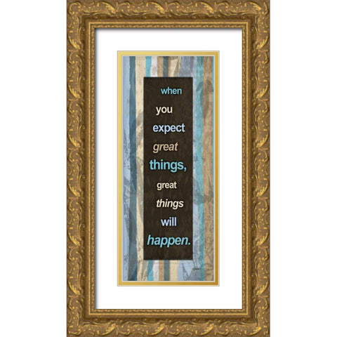 Striped Blues 2 Gold Ornate Wood Framed Art Print with Double Matting by Stimson, Diane