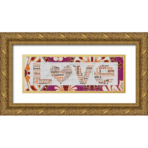 Red Pattern Love Gold Ornate Wood Framed Art Print with Double Matting by Stimson, Diane