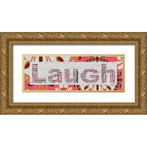 Pink Pattern Laugh Gold Ornate Wood Framed Art Print with Double Matting by Stimson, Diane