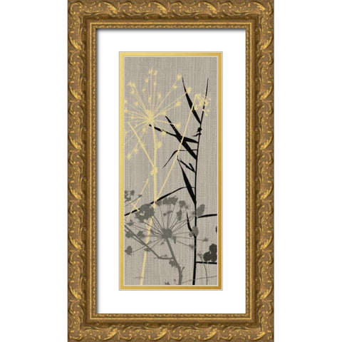 Grasses 1 Gray Gold Ornate Wood Framed Art Print with Double Matting by Stimson, Diane