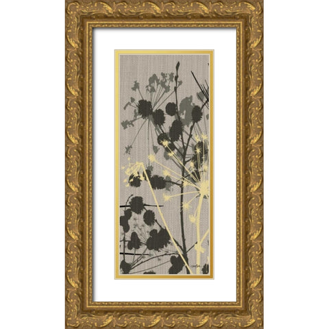 Grasses 2 Gray Gold Ornate Wood Framed Art Print with Double Matting by Stimson, Diane
