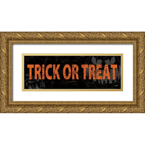 Trick Or Treat Orange Gold Ornate Wood Framed Art Print with Double Matting by Stimson, Diane