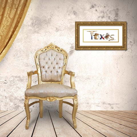 Texas Illustration Gold Ornate Wood Framed Art Print with Double Matting by Stimson, Diane