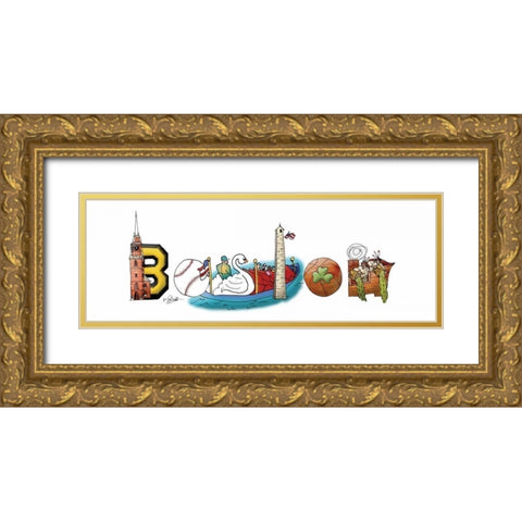 Boston Illustration Gold Ornate Wood Framed Art Print with Double Matting by Stimson, Diane