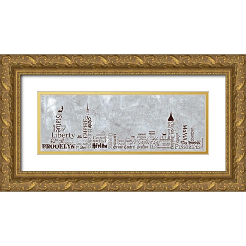 NY Skyline Gold Ornate Wood Framed Art Print with Double Matting by Stimson, Diane