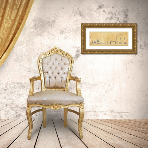 London Skyline Yellow Gold Ornate Wood Framed Art Print with Double Matting by Stimson, Diane