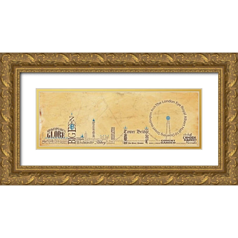 London Skyline Yellow Gold Ornate Wood Framed Art Print with Double Matting by Stimson, Diane