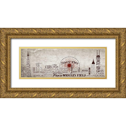 Chicago Skyline Gold Ornate Wood Framed Art Print with Double Matting by Stimson, Diane