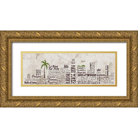 Los Angeles Skyline Gold Ornate Wood Framed Art Print with Double Matting by Stimson, Diane