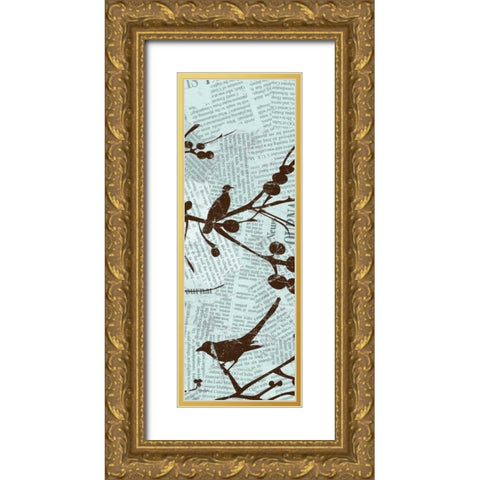 Bird Branches 3 Gold Ornate Wood Framed Art Print with Double Matting by Stimson, Diane
