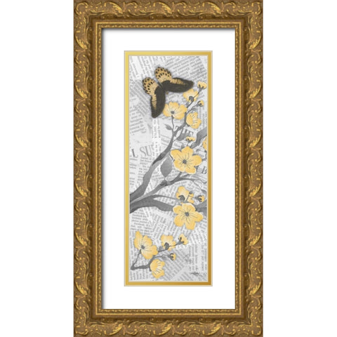 Cherry Blossom Bflies 1 Gold Ornate Wood Framed Art Print with Double Matting by Stimson, Diane