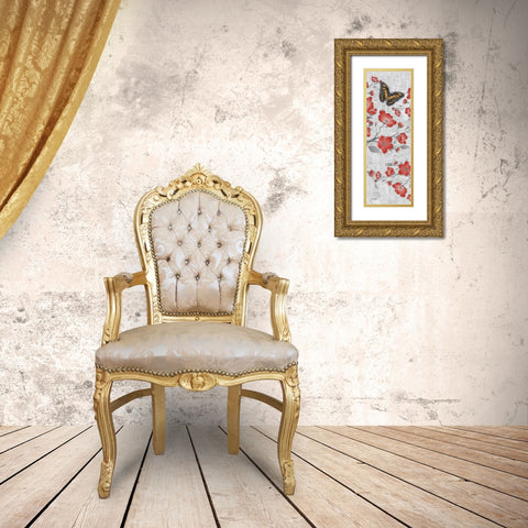 Red Cherry Blossom 3 Gold Ornate Wood Framed Art Print with Double Matting by Stimson, Diane