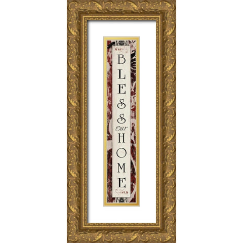 Bless Panel Gold Ornate Wood Framed Art Print with Double Matting by Stimson, Diane