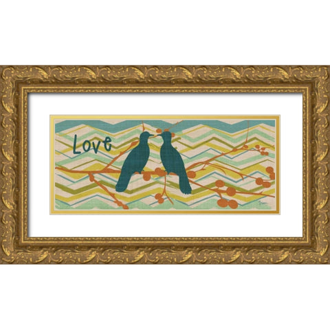 Birdie Love Gold Ornate Wood Framed Art Print with Double Matting by Stimson, Diane
